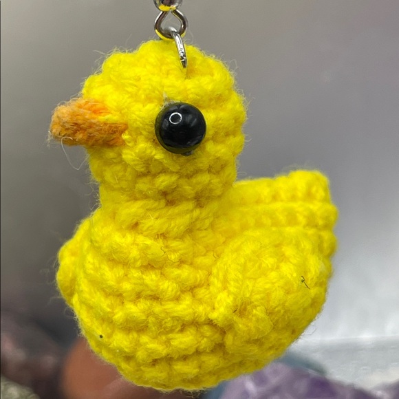 3.1.26-3 Yellow Crochet Duck Eurostyle Earrings - Picture 2 of 5